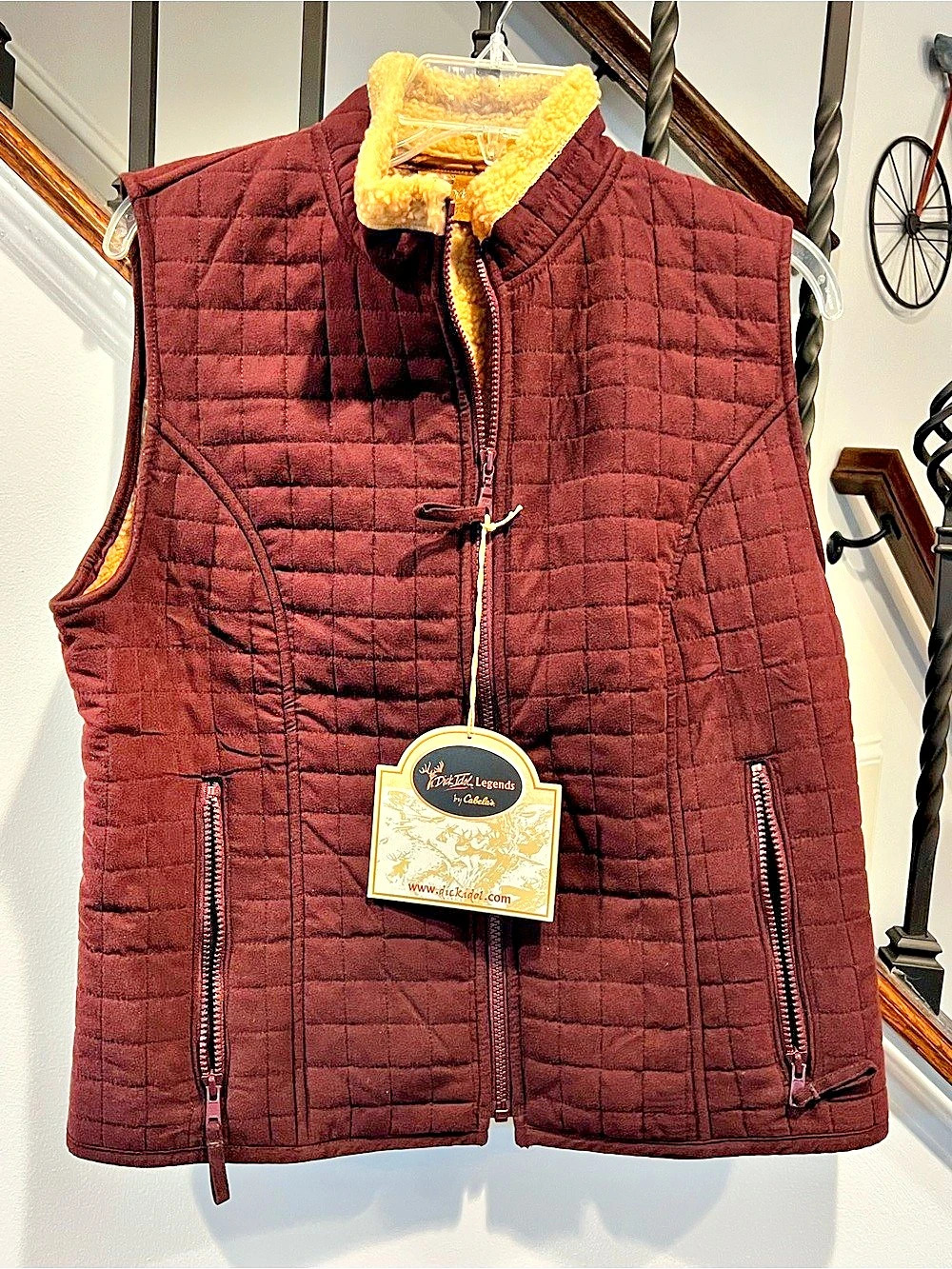 Cabela's Dick Idol Quilted Sherpa-Lined Vest in Brown NWT